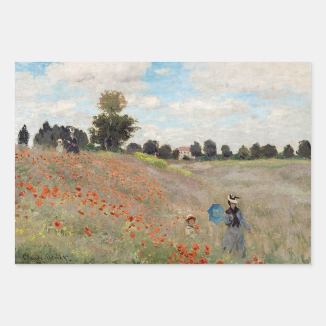 Claude Monet - Mohnfeld Geschenkpapier Set (Vorderseite)