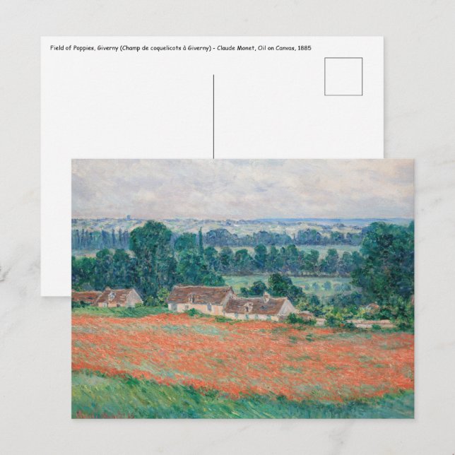 Claude Monet - Mohnfeld, Giverny Postkarte (Vorne/Hinten)
