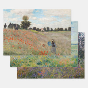 Claude Monet - Mohnfeld Meisterwerke Auswahl Geschenkpapier Set