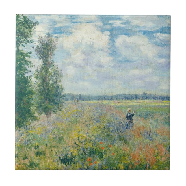 Claude Monet - Mohnfelder bei Argentinien (1875) Fliese (Vorderseite)