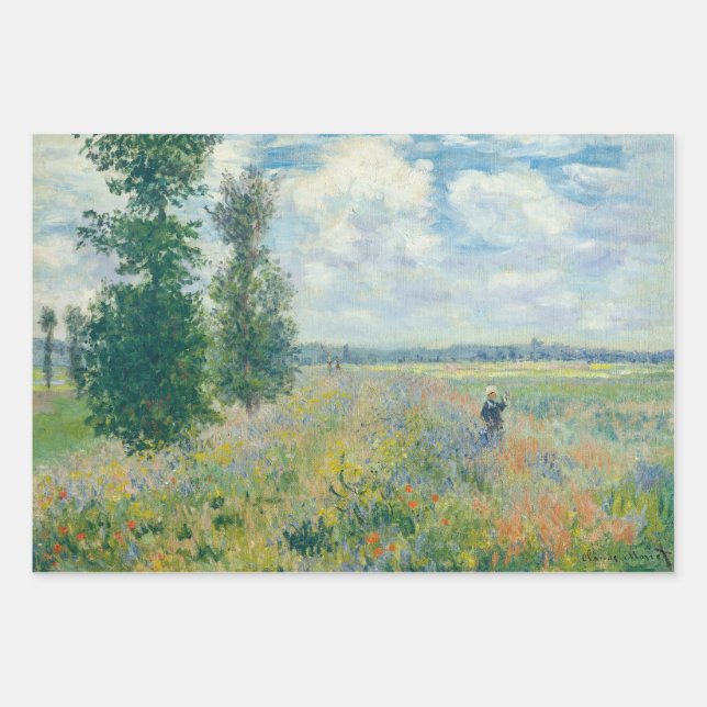 Claude Monet - Mohnfelder bei Argentinien (1875) Geschenkpapier Set (Vorderseite)