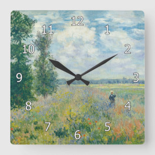 Claude Monet - Mohnfelder bei Argentinien (1875) Quadratische Wanduhr