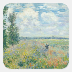 Claude Monet - Mohnfelder bei Argentinien (1875) Quadratischer Aufkleber