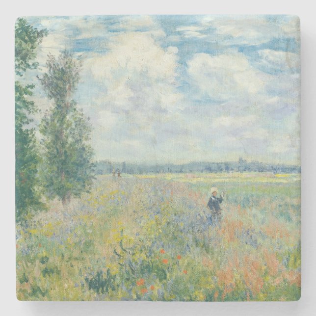 Claude Monet - Mohnfelder bei Argentinien (1875) Steinuntersetzer (Vorderseite)