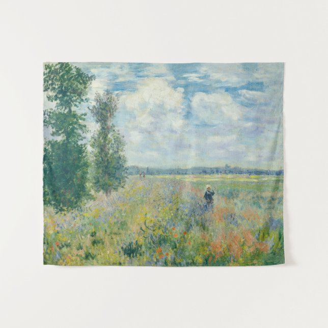 Claude Monet - Mohnfelder bei Argentinien (1875) Wandteppich (Vorderseite (Horizontal))