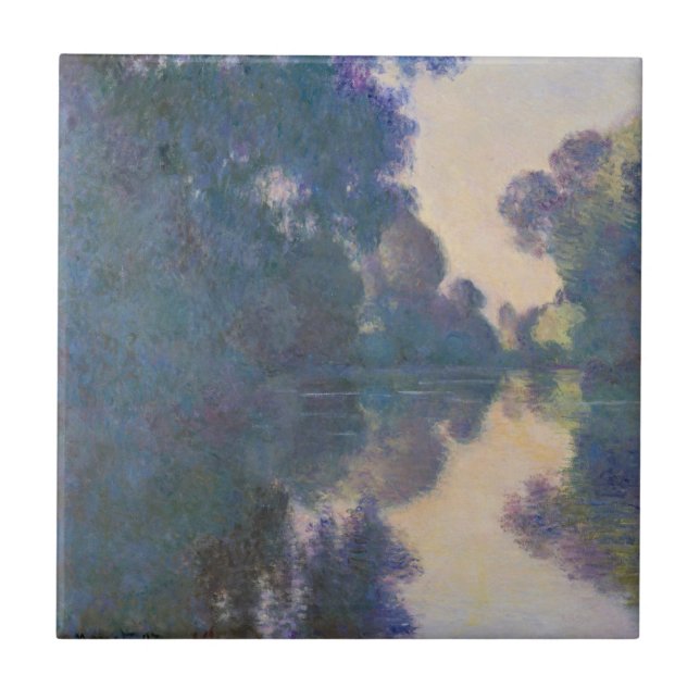 Claude Monet| Morgen auf der Seine bei Giverny Fliese (Vorderseite)