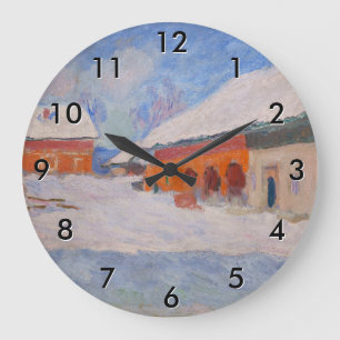Claude Monet - Norwegen, Rote Häuser in Bjornegaar Große Wanduhr