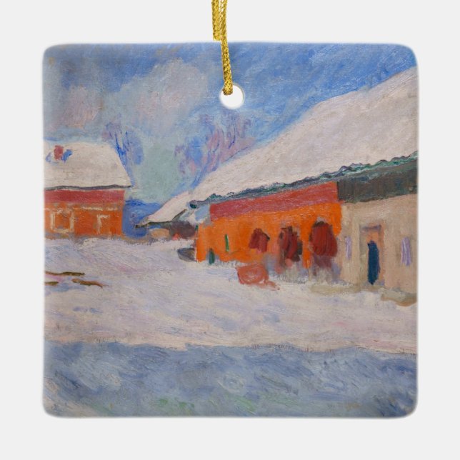 Claude Monet - Norwegen, Rote Häuser in Bjornegaar Keramikornament (Vorderseite)
