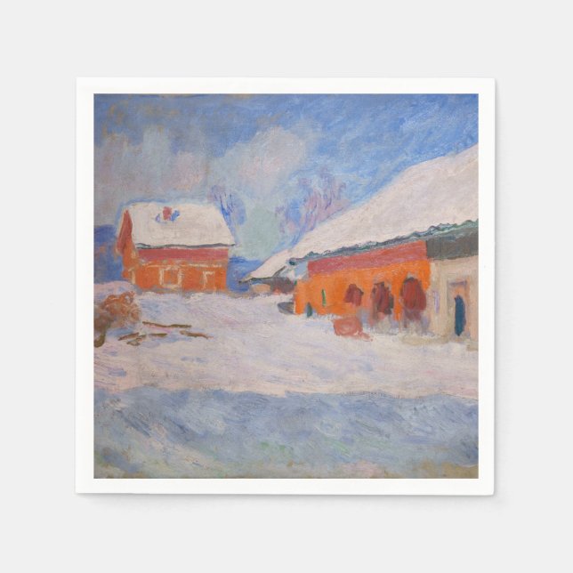 Claude Monet - Norwegen, Rote Häuser in Bjornegaar Serviette (Vorderseite)