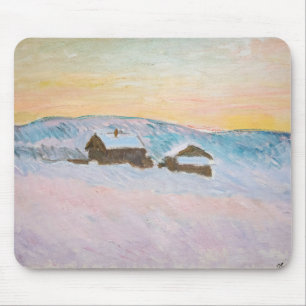 Claude Monet - Norwegische Landschaft, Blaue Häuse Mousepad