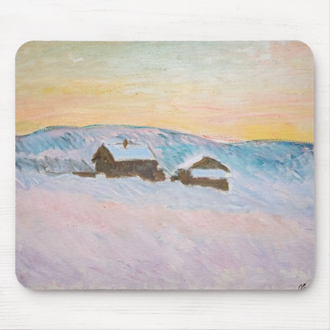 Claude Monet - Norwegische Landschaft, Blaue Häuse Mousepad (Vorne)