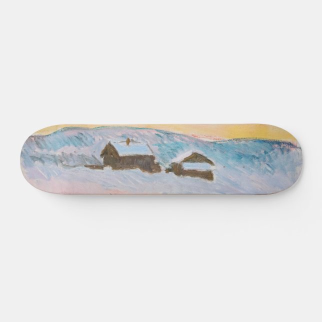 Claude Monet - Norwegische Landschaft, Blaue Häuse Skateboard (Horizontal)