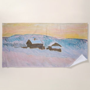 Claude Monet - Norwegische Landschaft, Blaue Häuse Strandtuch