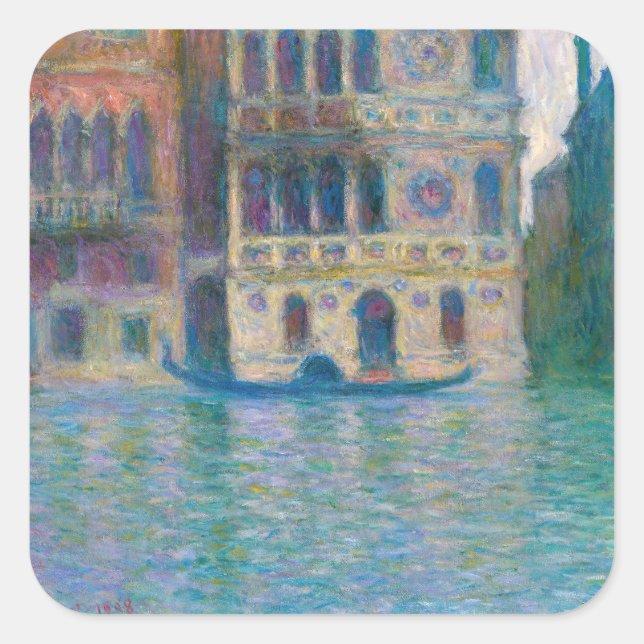 Claude Monet - Palazzo Dario Quadratischer Aufkleber (Vorderseite)