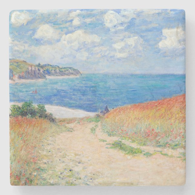 Claude Monet - Path in Wheat Fields at Pourville Steinuntersetzer (Vorderseite)
