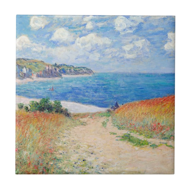 Claude Monet - Pfad der Weizenfelder in Pourville Fliese (Vorderseite)