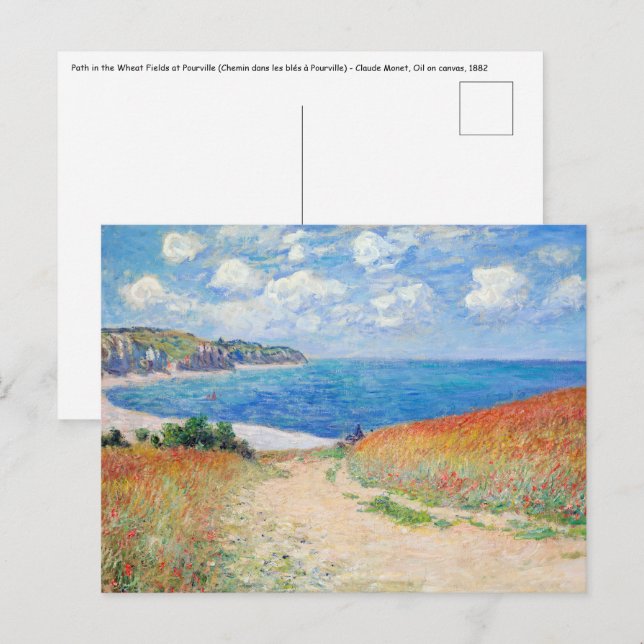 Claude Monet - Pfad der Weizenfelder in Pourville Postkarte (Vorne/Hinten)