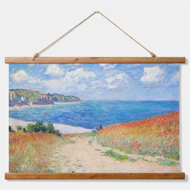Claude Monet - Pfad der Weizenfelder in Pourville Wandteppich Mit Holzrahmen (Vorne)
