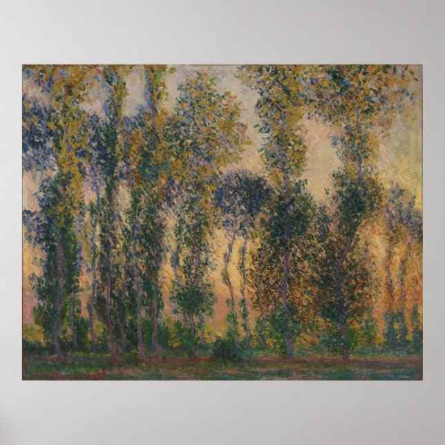 Claude Monet - Poplars bei Giverny, Sonnenaufgang Poster (Vorne)