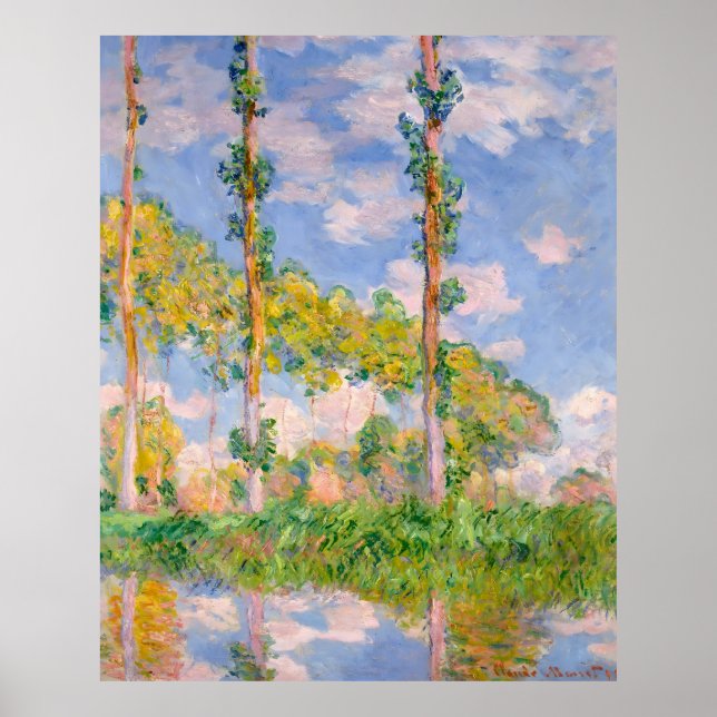 Claude Monet, Poplars in der Sonne, 1891 Poster (Vorne)