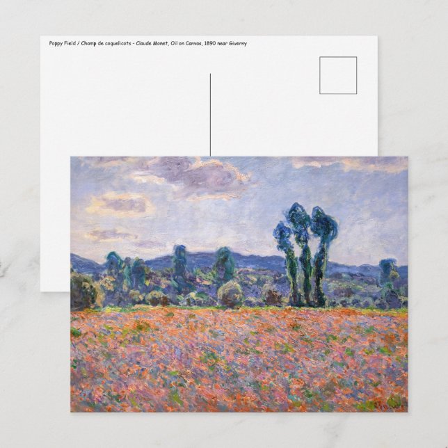 Claude Monet - Poppy Field 1890 (Giverny) Postkarte (Vorne/Hinten)