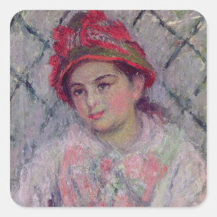 Claude Monet   Portrait von Blanche Hoschede Quadratischer Aufkleber