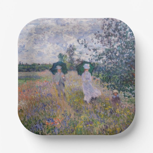 Claude Monet - Promenade in der Nähe von Argenteui Pappteller (Vorderseite)