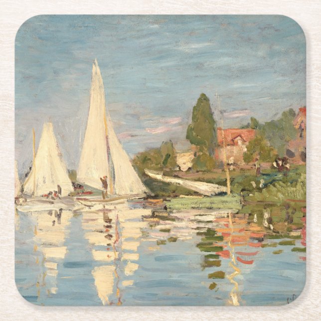 Claude Monet | Regatta at Argenteuil, c.1872 Rechteckiger Pappuntersetzer (Vorderseite)