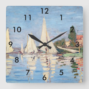Claude Monet - Regattas in Argenteuil Quadratische Wanduhr