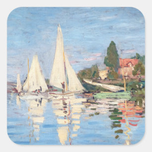 Claude Monet - Regattas in Argenteuil Quadratischer Aufkleber