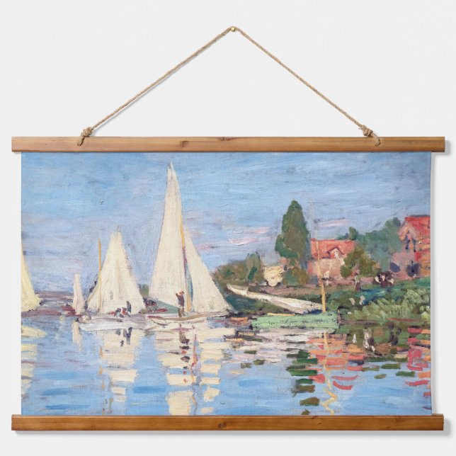 Claude Monet - Regattas in Argenteuil Wandteppich Mit Holzrahmen (Vorne)