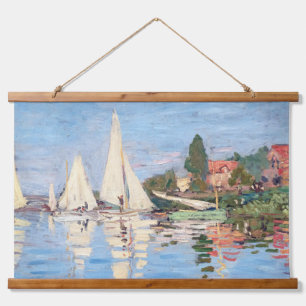 Claude Monet - Regatten in Argenteuil Wandteppich Mit Holzrahmen