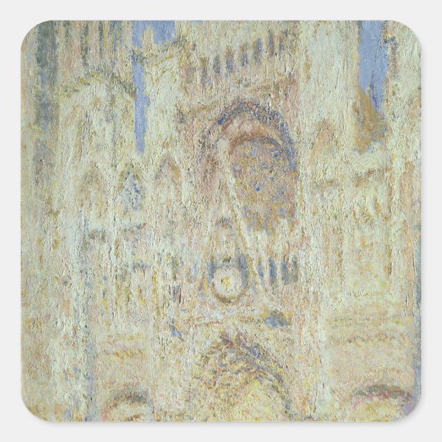 Claude Monet | Ruen Cathedral at Sunset, 1894 Quadratischer Aufkleber (Vorderseite)