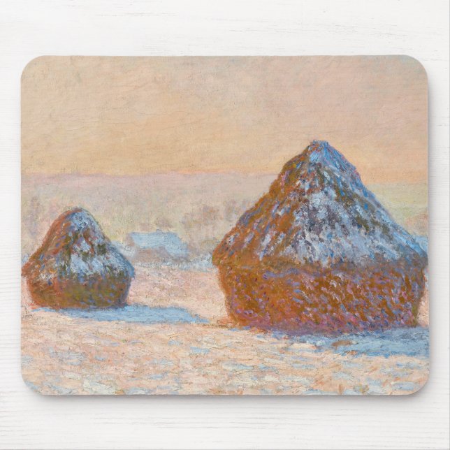 Claude Monet - Rührstäbe, Schneeeffekt, Morgen Mousepad (Vorne)