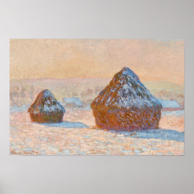 Claude Monet - Rührstäbe, Schneeeffekt, Morgen Poster (Vorne)