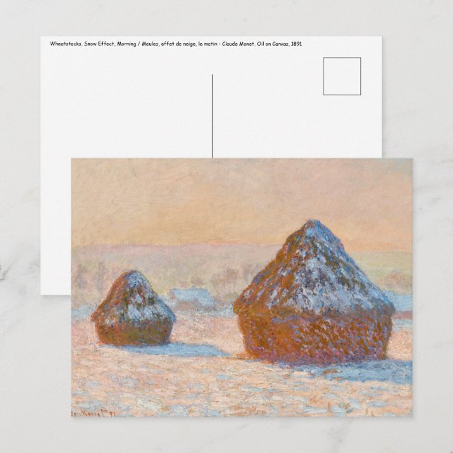 Claude Monet - Rührstäbe, Schneeeffekt, Morgen Postkarte (Vorne/Hinten)