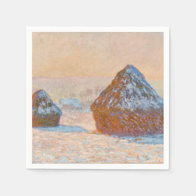 Claude Monet - Rührstäbe, Schneeeffekt, Morgen Serviette (Vorderseite)