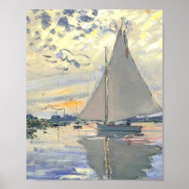 Claude Monet - Sailboat At Le Petit Gennevilliers Poster (Vorne)
