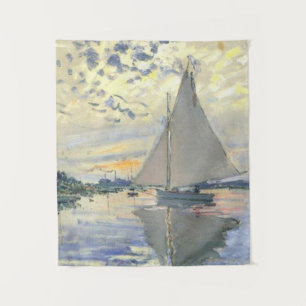 Claude Monet - Sailboat At Le Petit Gennevilliers Wandteppich