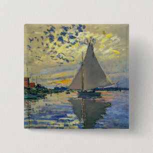 Claude Monet - Sailboat bei Le Petit-Gennevilliers Button