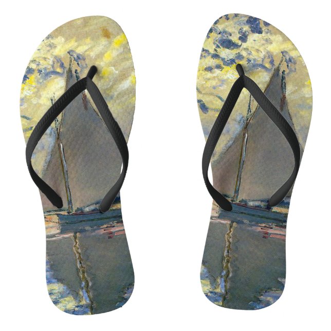 Claude Monet - Sailboat bei Le Petit-Gennevilliers Flip Flops (Fußbett)