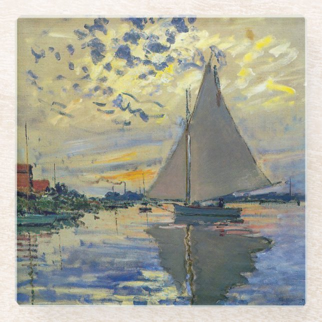 Claude Monet - Sailboat bei Le Petit-Gennevilliers Glasuntersetzer (Vorderseite)