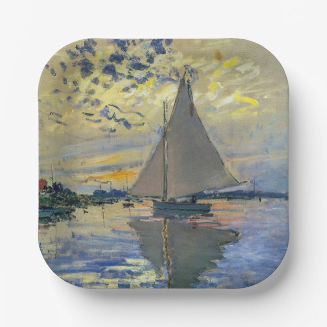 Claude Monet - Sailboat bei Le Petit-Gennevilliers Pappteller (Vorderseite)