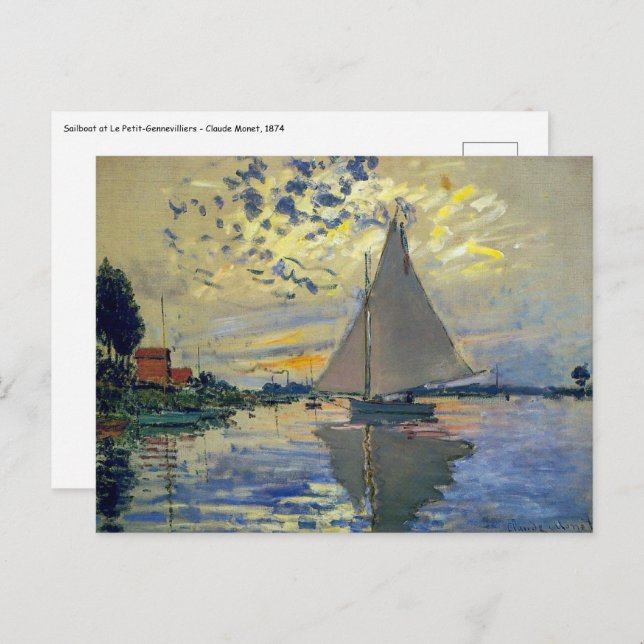 Claude Monet - Sailboat bei Le Petit-Gennevilliers Postkarte (Vorne/Hinten)