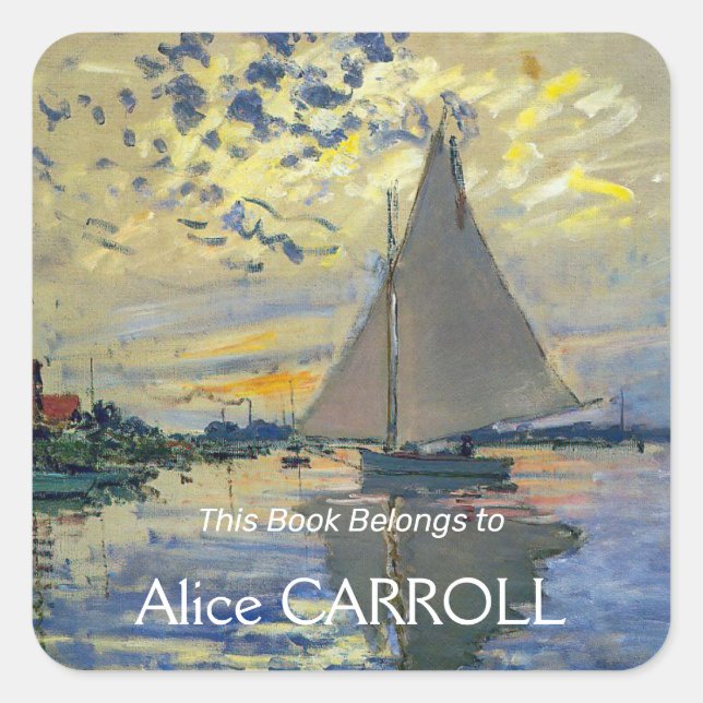 Claude Monet - Sailboat bei Le Petit-Gennevilliers Quadratischer Aufkleber (Vorderseite)