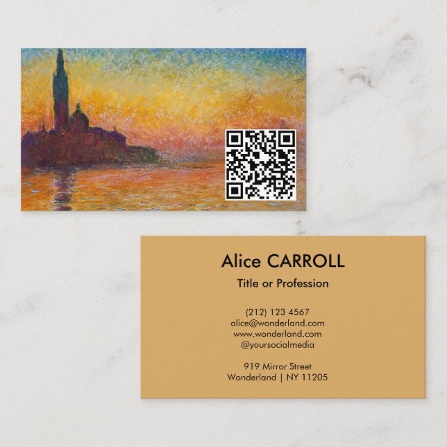 Claude Monet - San Giorgio Maggiore Dusk - QR-Code Visitenkarte (Vorne/Hinten)