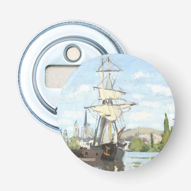 Claude Monet. Schiffe, die auf der Seine in Rouen  Flaschenöffner (Vorderseite)