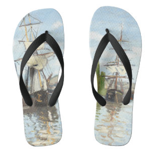 Claude Monet. Schiffe, die auf der Seine in Rouen Flip Flops
