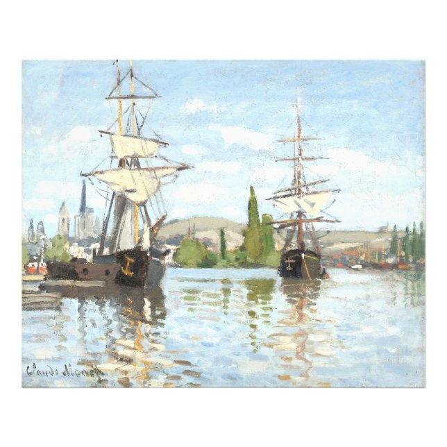 Claude Monet. Schiffe, die auf der Seine in Rouen  Fotodruck (Vorne)