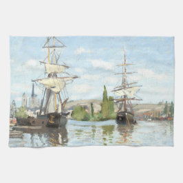 Claude Monet. Schiffe, die auf der Seine in Rouen Geschirrtuch